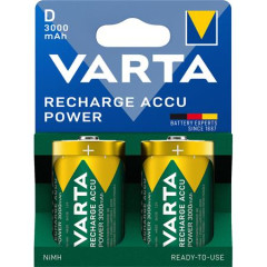 Nab�jate�n� bat�ria, D, 2x3000mAh, prednabit�, bezplastov�, VARTA "Power"